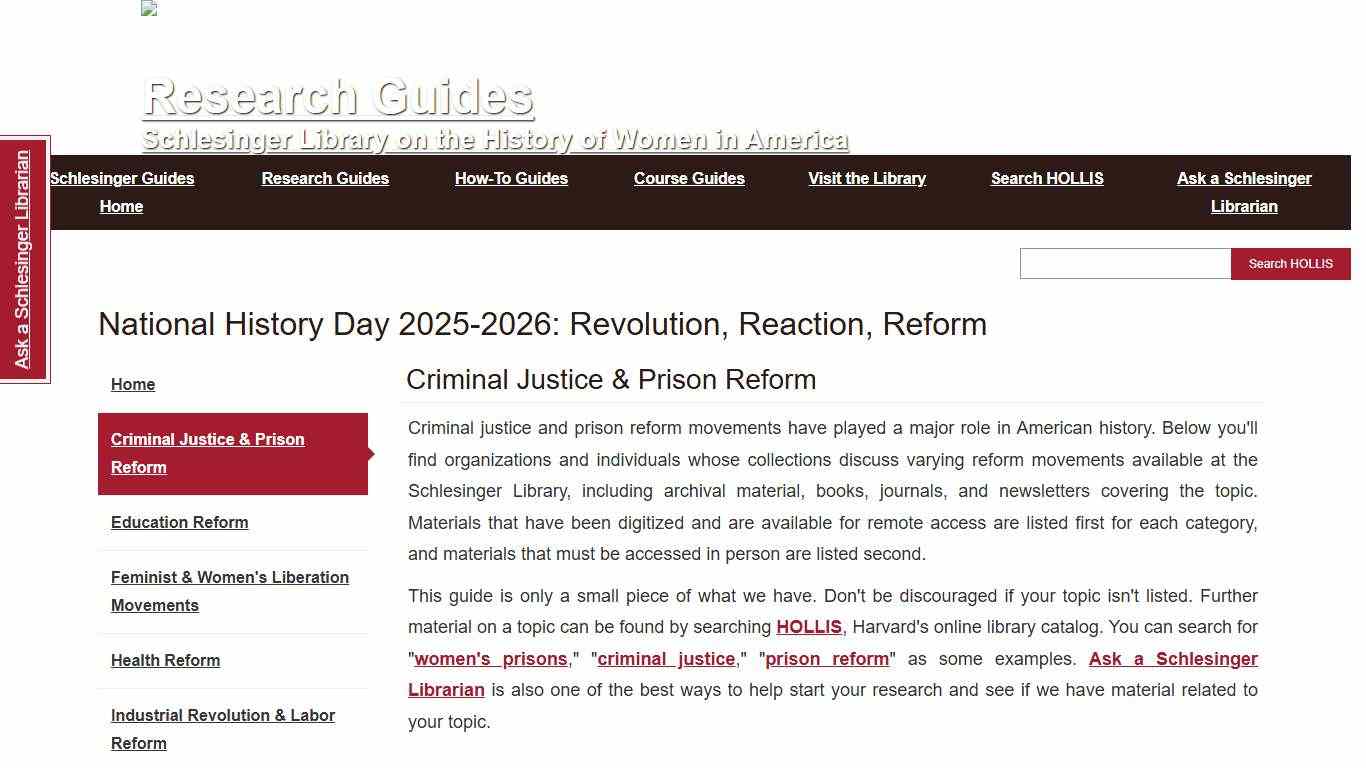 Criminal Justice & Prison Reform - National History Day 2025-2026: Revolution, Reaction, Reform - Research Guides at Harvard Library
